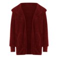 thumbnail image 5 of IROINNID Cardigan for Women Winter Plush Shearling Jacket with Pockets Thermal Warm Outerwear Coat,Burgundy, 5 of 7