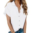 thumbnail image 1 of Camisa HOTOUCH de manga corta blanca de lino y algodón para mujer, 1 of 6