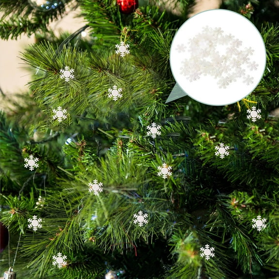 PAMINGONO Small Snowflake Ornaments 200Pcs White Christmas Tree Decorations For Table Arrangement