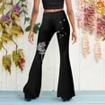 thumbnail image 3 of HAXMNOU Women High Waisted Flare Leggings Tie-Dyed High Waist Flare Wide Leg Chic Trousers Bell Bottom Yoga Pants Flare Sweatpants Dark Black M, 3 of 6