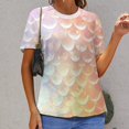 thumbnail image 6 of Mermaid Fish Scales Women's Short Sleeve T-Shirt Crew Neck Casual Summer Trendy Loose Fit Tops, 6 of 6