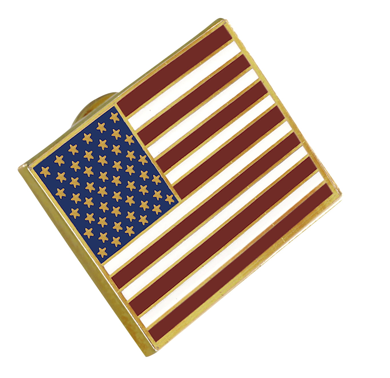 American USA Flag Enameled Pin with Engraved Gift Box Included