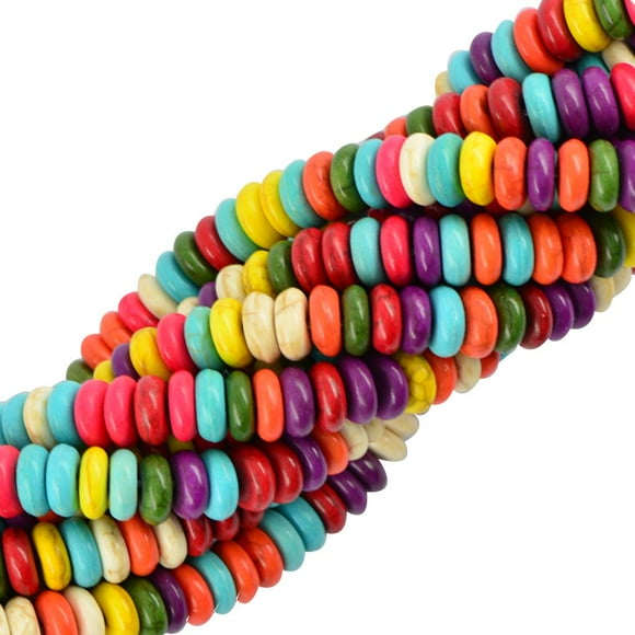 simhoa 1 Brin de 15,5 Pouces Perles Turquoise Howlite Multicolores 8mm Bricolage