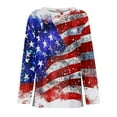 thumbnail image 5 of Nokdvo Women American Flag Shirt Long Sleeve USA Stars Stripes Shirts Patriotic 4th Of July Independence Day Tshirts Trendy Crew Neck Tees Vermilion S, 5 of 5