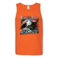 thumbnail image 2 of Wild Bobby, Born To Be Free Blad Eagle and American Flag Cars and Trucks Mens Graphic Tank Top, Orange, Medium, 2 of 3