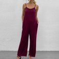 thumbnail image 2 of HBFAGFB Rompers for Women Dressy Summer Thin Shoulder Strap Retro Work Pants with Pockets Red Size L, 2 of 6