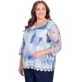 thumbnail image 3 of Alfred Dunner Womens Plus-Size Floral Mesh 3/4 Sleeve Top, 3 of 6