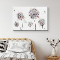 PixonSign Canvas Print Wall Art Multicolor Rainbow Dandelions Botanical Plants Digital Art Modern Art Farmhouse/Country Group Relax/Calm Multicolor Cool for Living Room, Bedroom, Office - 12"x18"
