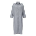 thumbnail image 6 of WILLBEST Womens Summer Dresses Maxi Casual Women Stripe Cotton and Linen Shirt Dress Casual Loose Maxi Dresses Trendy, 6 of 7