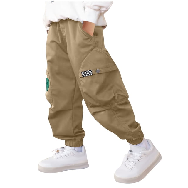 Children's Pants Clearance Sale Children's Pants Spring New Product Solid Color Work Pants With Multiple Pockets Loose Pants For Boys And