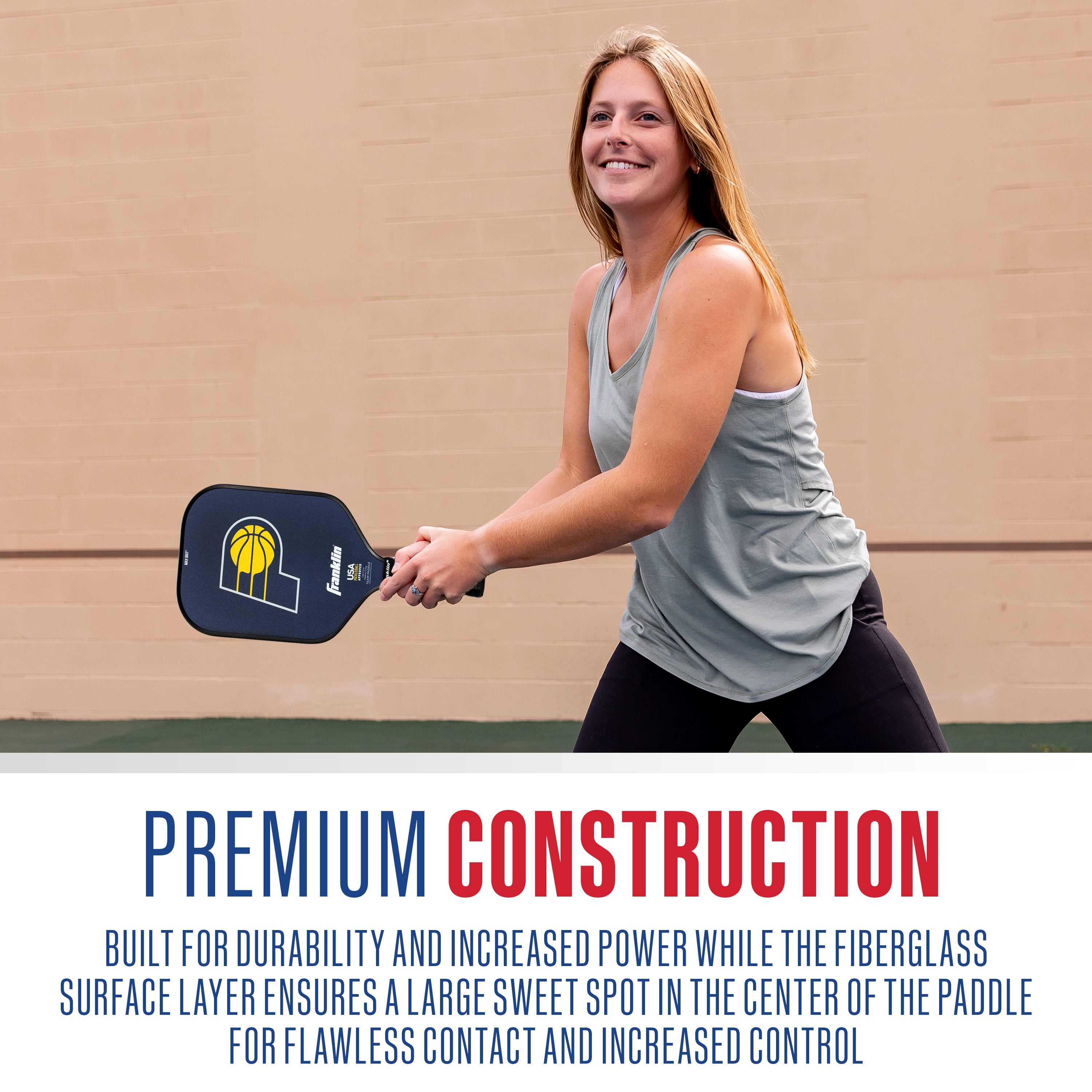 Franklin Sports NBA Indiana Pacers Pickleball Paddle - Official NBA Team Pickleball Paddles - USAP (USAPA) Approved Premium Quality Pickleball Paddles - Authentic Team Logos + Colors
