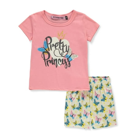 

Love From The Heart Girls 2-Piece Princess Shorts Set Outfit - coral/multi 4t (Toddler)