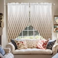 thumbnail image 4 of Swag Curtain Valances Brown Geometric Swag Valances for Kitchen Windows Ombre Lines Rhombus Pattern Short Topper Curtains Valance Tier Pair for Kitchen Bedroom Living Room Bathroom 28"x36", 4 of 8