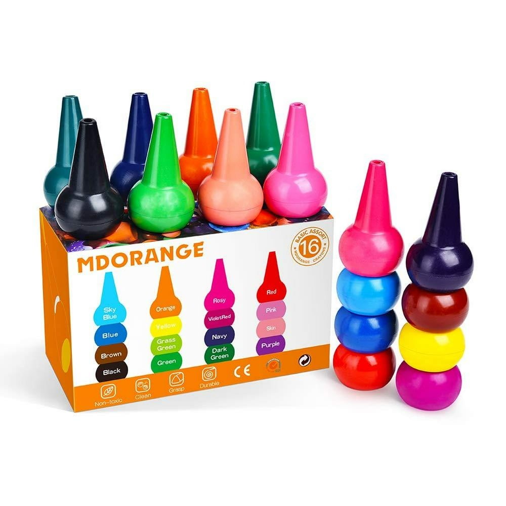 Finger Crayons for Toddlers Palm Grip 16 Colors Baby Crayons Washable