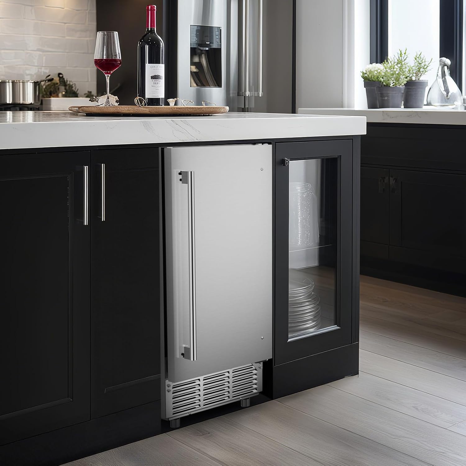 Ecojoy Commercial Under Counter Ice Maker Machine, 90 lb./Day Auto-Cleaning Stainless Steel Built-in Freestanding
