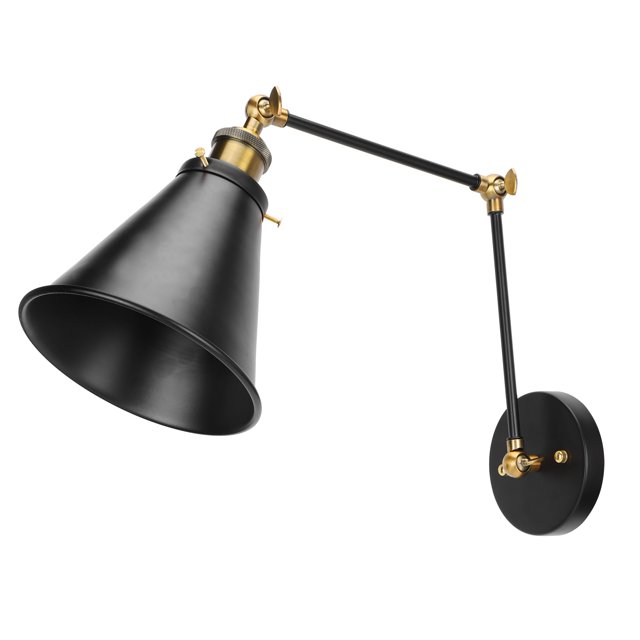 Henmomu Wall Sconce Black Iron Swing Arm Adjustable Reading Light AC85-265V