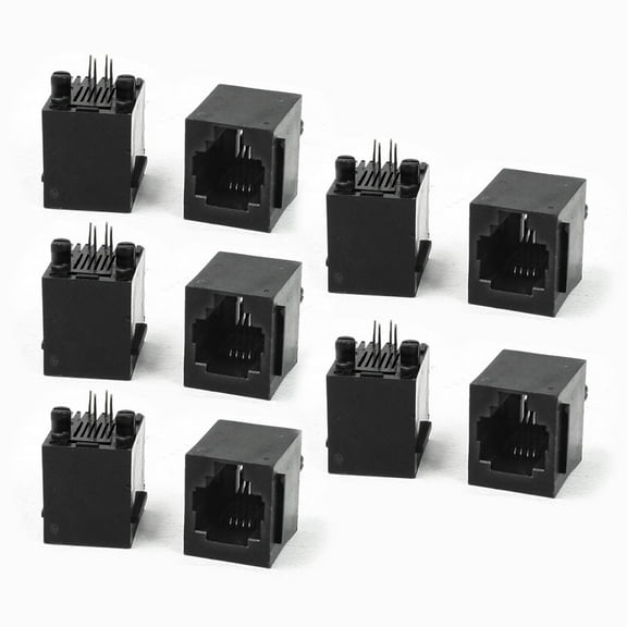 Unique Bargains PCB Mounting Type 0 Degree Pins RJ11 6P4C Modular Telephone Jack 10Pcs