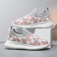 thumbnail image 2 of Djtdsds Toddler Boys Girls Plaid Knit Sock Shoes Breathable Slip On Lightweight Casual Walking Sneakers Color:Pink,Size:9-10 Years, 2 of 9