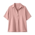 thumbnail image 4 of Womens Tops Short Sleeve Shirts Buttons V Neck Fashion Summer Outfits Plus Size Blouses Trendy Tee Shirts 2026 Vacation Fashion Clothes, 4 of 7