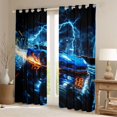 thumbnail image 2 of Feelyou Speed Sports Lover Curtains Pack of 2 (42x84 Each) for Kid, Fashion Automobile Curtains Blackout, Neon Blue Lightning Bedroom Curtains, Living Room Curtains Decor, 2 of 6
