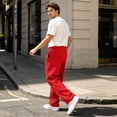 thumbnail image 5 of Nestiefly Mens Baggy Sweatpants Baggy Casual Straight Wide Leg Fleece Sweat Pants Athletic Workout Gym Jogger with Pockets Red S, 5 of 8