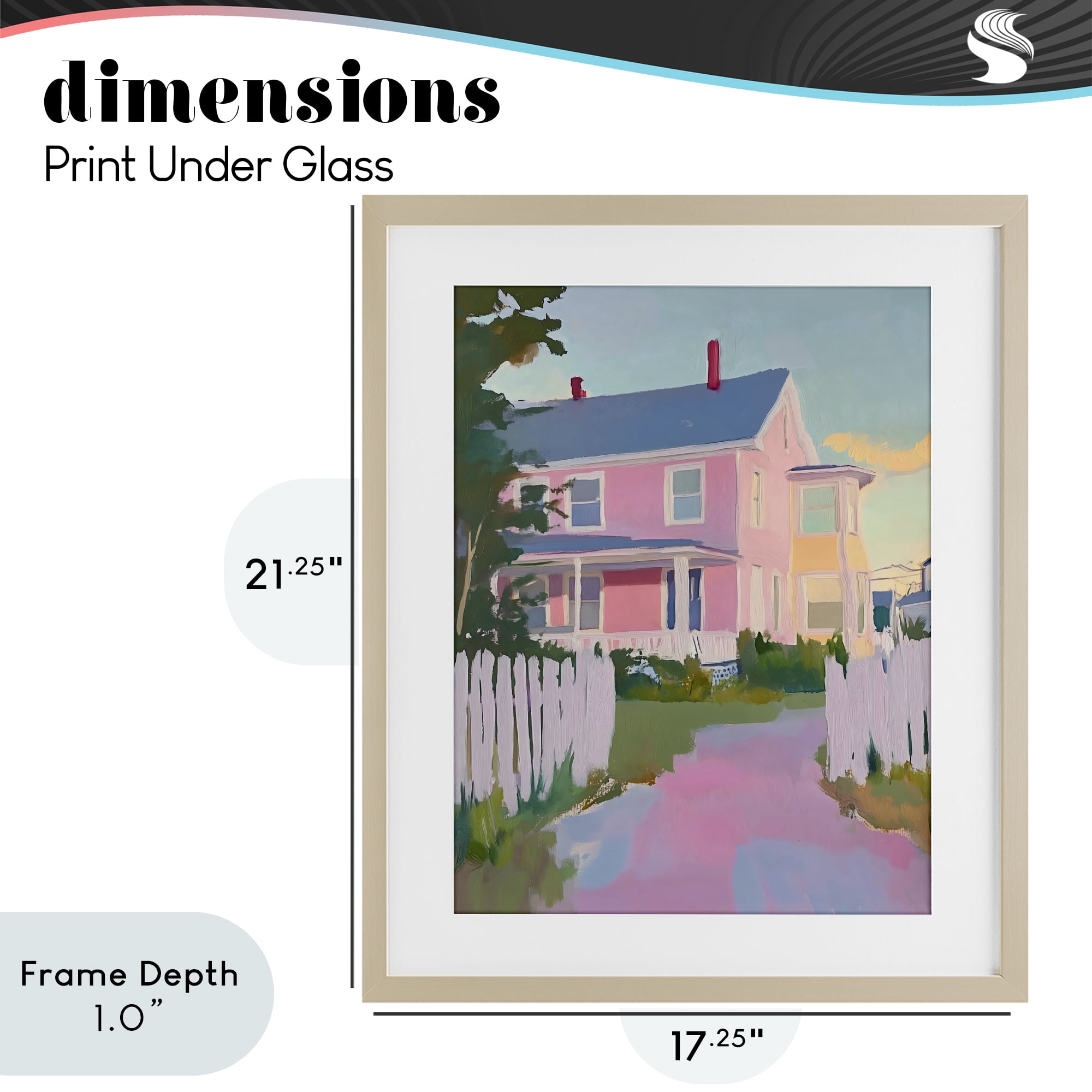 Stupell Industries Pastel Pink House with Fence Birch Framed Print Under Glass, design by The Prints Vibe