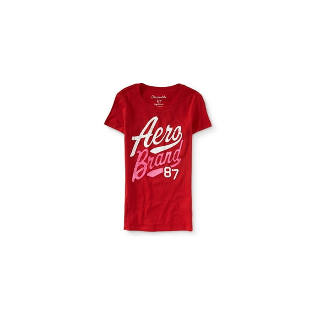Aeropostale Womens Script Logo Graphic T-Shirt, Rojo, Mediano