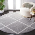 thumbnail image 2 of SAFAVIEH Tahoe Elwyn Trellis Shag Area Rug, 6'7" x 6'7" Round, Light Grey/White, 2 of 8