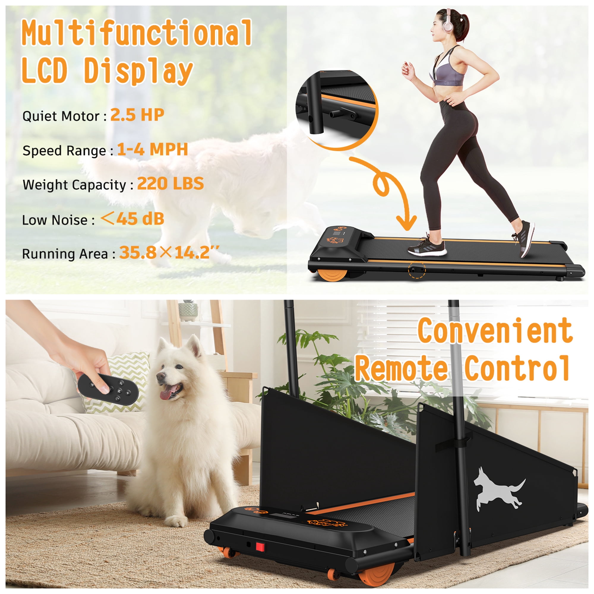 Aukfa Dog Treadmill for Small and Medium Dogs, Indoor Pet Running Machine with Remote Control, Black