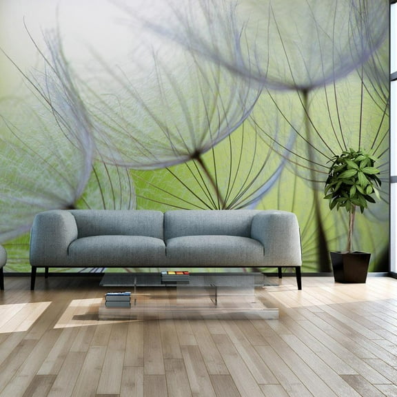 Tiptophomedecor Peel and Stick Floral Wallpaper Wall Mural - Dandelions Closeup - Removable Wall Decals