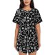 thumbnail image 1 of Balery Skeletons Dancing Conjunto de Pijama para Mujer con Estampado, Dos Piezas de Manga Corta y Shorts, Ropa de Dormir Suave con Cuello Redondo y Bolsillos-XX-Large, 1 of 6