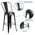 thumbnail image 5 of (2 pack) Merrick Lane Black 30" High Metal Bar Height Stool with Removable Back for Indoor-Outdoor Use, 5 of 12