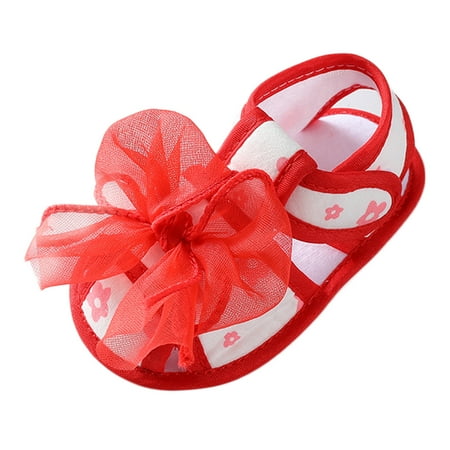 

Toddler Sandals Girl Soft Walkers Lace Bow Princess Bowknot Flat Walkers Slippers Red 12