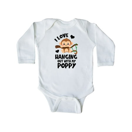 

Inktastic Monkey I Love Hanging out with My Poppy Gift Baby Boy or Baby Girl Long Sleeve Bodysuit