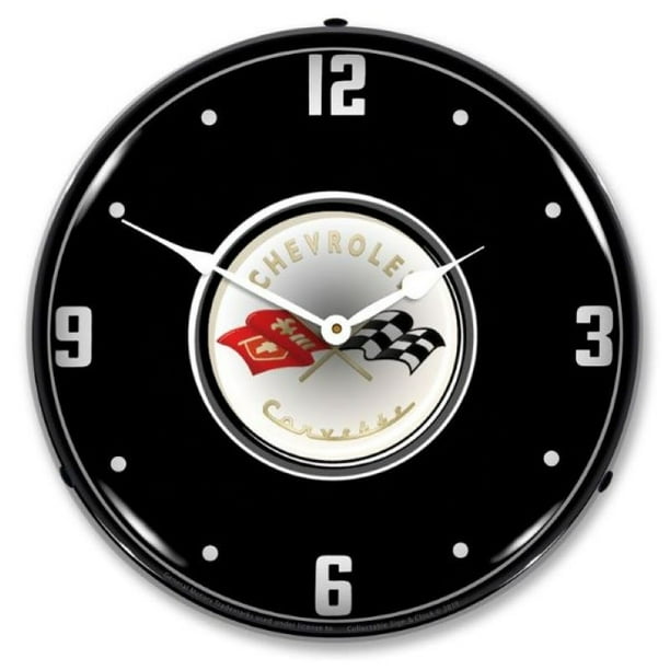 C1 Corvette Flags Black Tie Logo Vette Car Wall Clock Led 14 Light Backlit New Com - Led Backlit Wall Clock C1 Corvette Flags Black Tie Logo Vette Car Wall Clock Led 14 Light Backlit New Com - Led Backlit Wall Clock