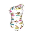 thumbnail image 4 of Yiaed Yoga Dogs Poses Print Women One Piece Swimsuits Tummy Control One Shoulder Bathing Suits Pattern Ruffle Swimwear-X-Large, 4 of 8