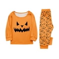 thumbnail image 5 of Halloween Pajamas Family Set - 2 piece Pumpkin Face Print Long Sleeve Top and Pants Loungewear,Holiday Cartoon Spooky Print Matching Family Halloween Pajamas for 8 Years Pjs, 5 of 7