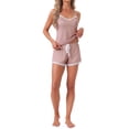 thumbnail image 2 of INSPIRE CHIC Women's Pajama Sets Sleepwear Lace Trim Tops with Shorts Spaghetti Strap Camisole Loungewear L Pink, 2 of 6