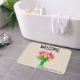 thumbnail image 3 of FJPT Welcome Tulip Flower Non Slip Flannel Polyester Floor Mat For Bathroom Kitchen Bedroom Decor 31.5x19.7 inch, 3 of 5