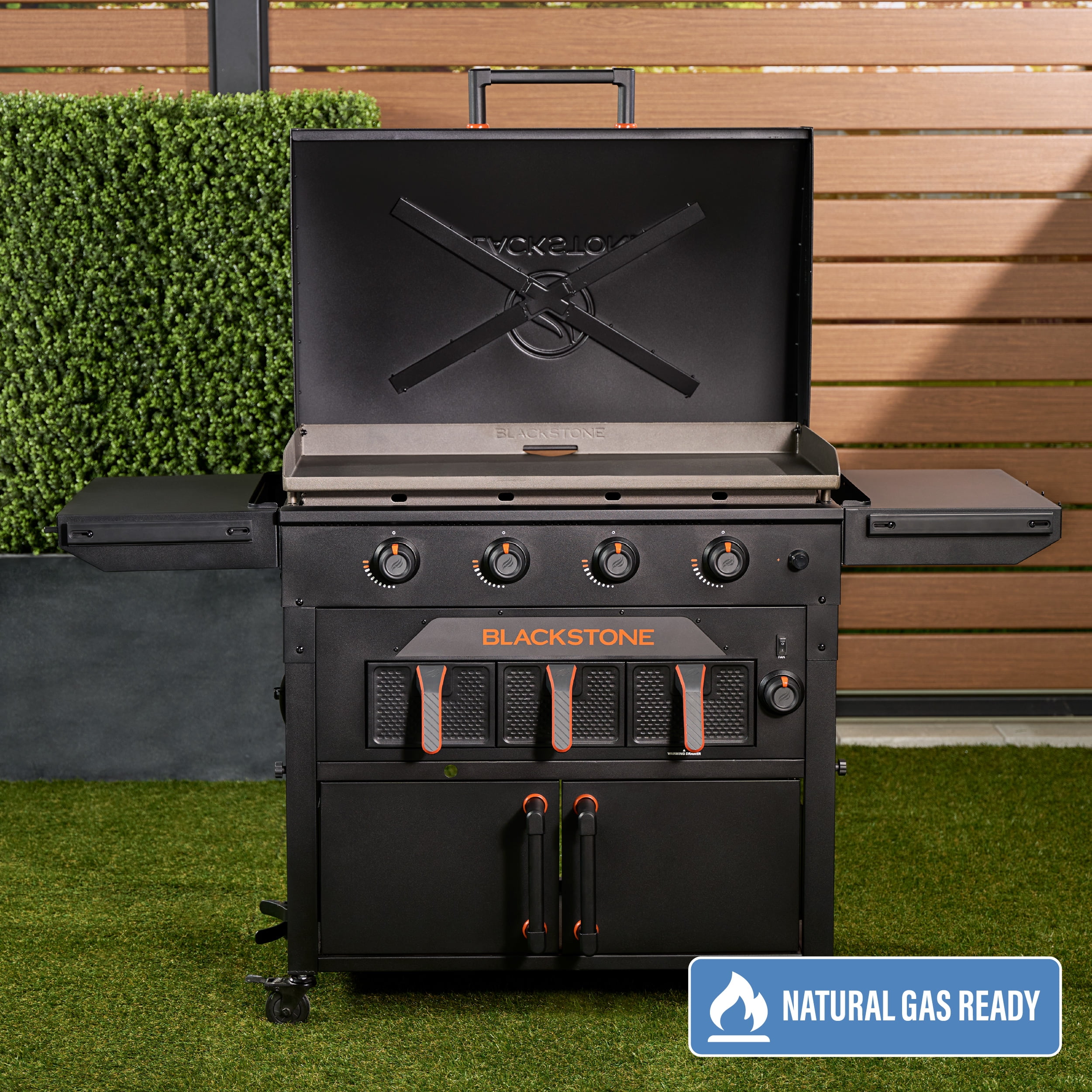 Blackstone Original 4-Burner 36" Natural Gas Cabinet Griddle with Air Fryer and Hood