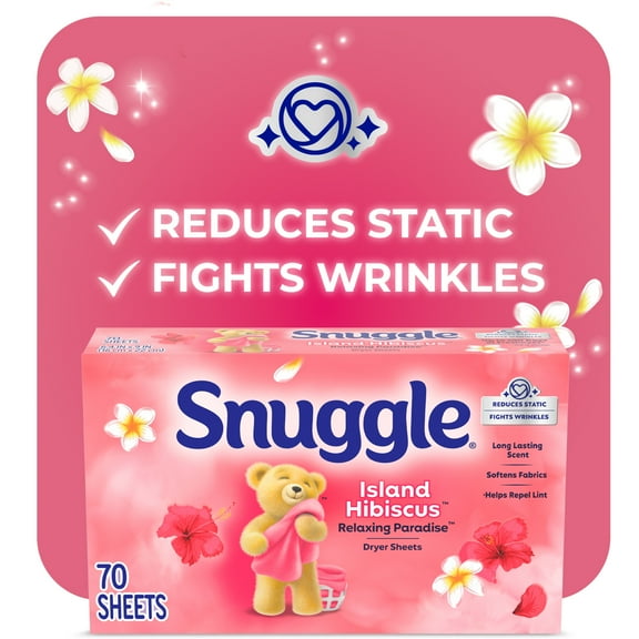 Snuggle Fabric Softener Dryer Sheets, Island Hibiscus & Rainflower, 70 Count