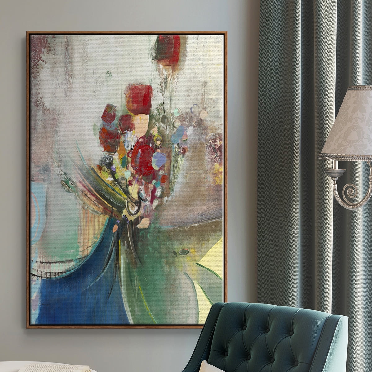 Celebration II Framed Premium Gallery Wrapped Canvas - Ready to Hang - 17 x 25 - Walnut Floating Frame