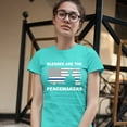 thumbnail image 3 of Tee Hunt Blessed Are the Peacemakers T-Shirt Thin Blue Line Police Officers Women's T-Shirt Tee, Light Blue, Medium, 3 of 5