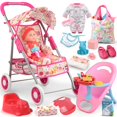 thumbnail image 1 of Set de cochecito Baby Doll YIYBM con muñeca de 32 cm y accesorios, 1 of 6