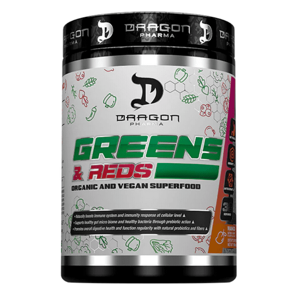 DRAGON PHARMA SUPLEMENTO ALIMENTICIO GREENS AND REDS 30 SERVICIOS SABOR MANGO