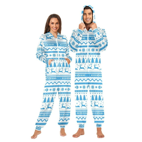 joogoo Aztec Christmas Reindeers Unisex Adults Onesies Pajamas Jumpsuits L