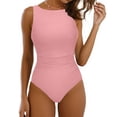thumbnail image 2 of Pounoo Womens High Neck One Piece Swimsuits Slim Fit Shirred Waist Tummy Control Beach Swimwear Bathing Suits Gift, 2 of 8