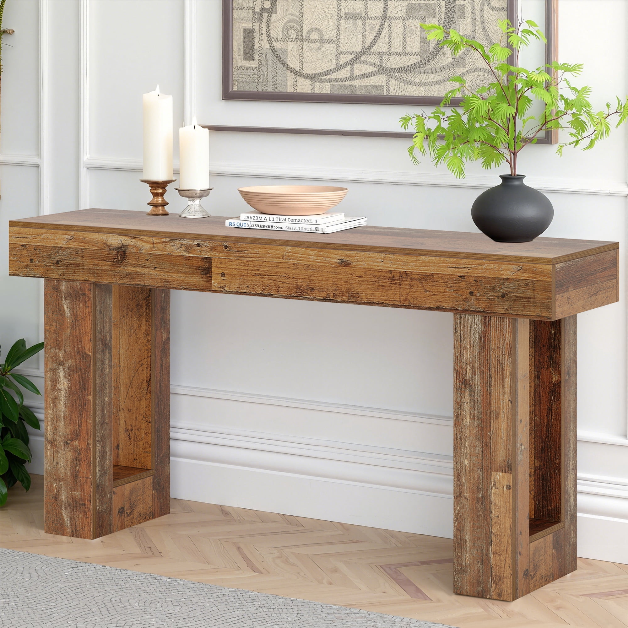MAYEERTY Console Table with Lower Storage Shelf for Decor & Vasesle