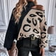 thumbnail image 5 of Suéter Informal de Punto con Cuello Alto, Hombros Descubiertos y Estampado de Leopardo para Mujer, Jersey Holgado de Larga, Tops Negro XL, 5 of 10