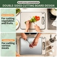 thumbnail image 2 of Stainless Steel Cutting Board for kitchen Non Toxic, BUSATIA Double Sided 304 Stainless Steel & Wheat Straw Chopping Board, 14.4"*9.8",Separately Handle Meat and Vegetables, Dishwasher Safe, 2 of 8